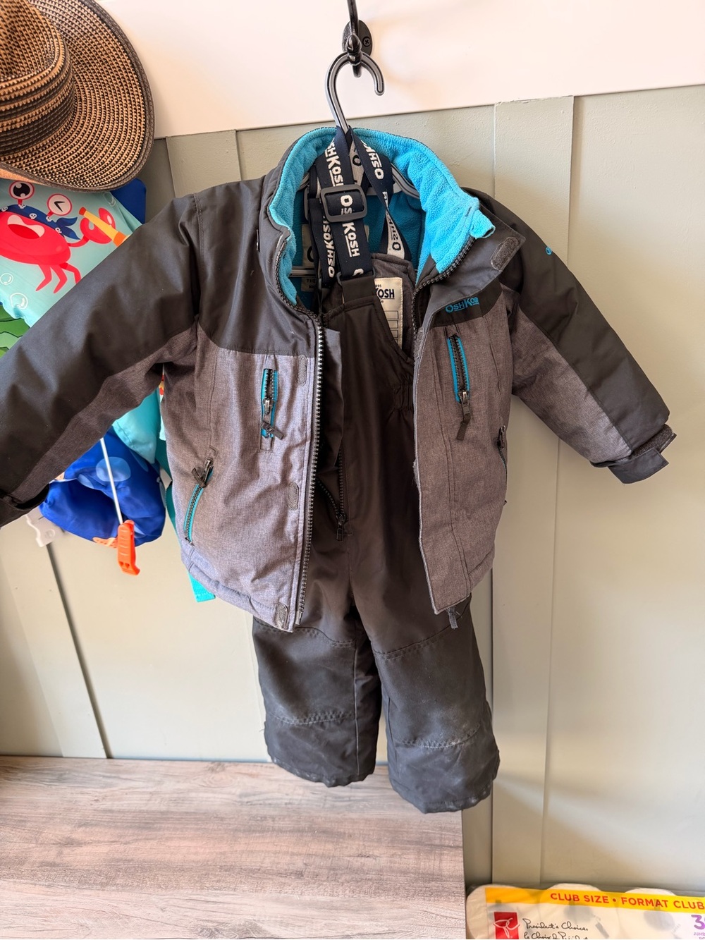OshKosh B'gosh Teal and Gray Kids Snow Bib Jacket Set